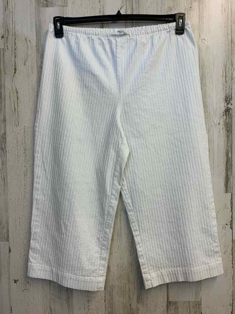 PRE-OWNED Size L DENIM & CO BOTTOMS White Solid CAPRI CAPRI