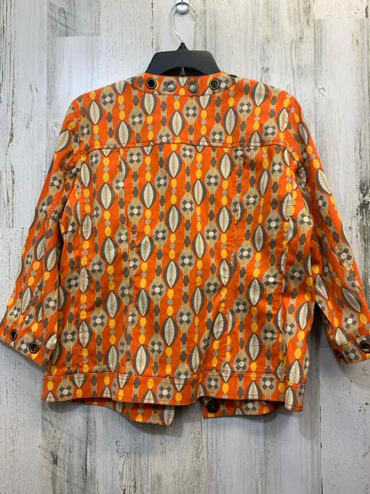 PRE-OWNED MULTIPLES JACKETS / COATS Size M ORANGE/YELLOW/GRAY LEAVES Jacket/LONG