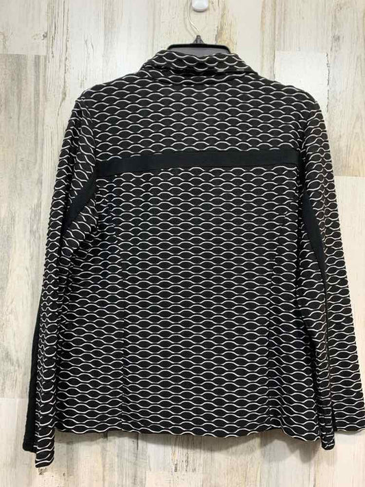 CHICO'S/GEOMETRIC DESIGN ZIP FRONT JACKET W/ FRONT POCKETS