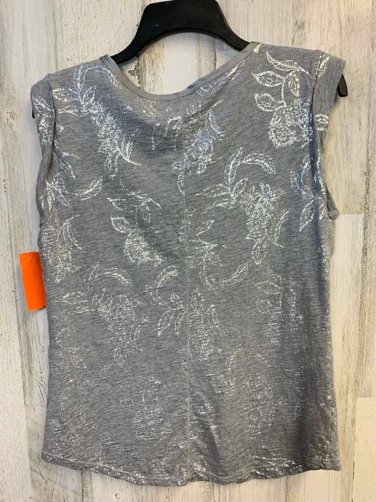 PRE-OWNED WHITE HOUSE Tops Size M Gray Floral SLEEVELESS TOP