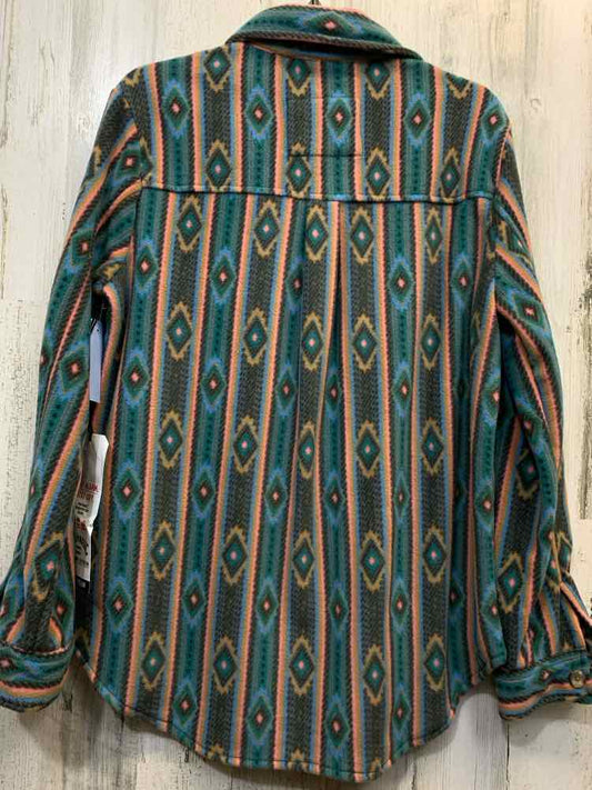 NWT BILLAONG Tops Size L GRN/PINK/TAN/BLU Fleece SOUTHWESTERN LONG SLEEVES Shirt