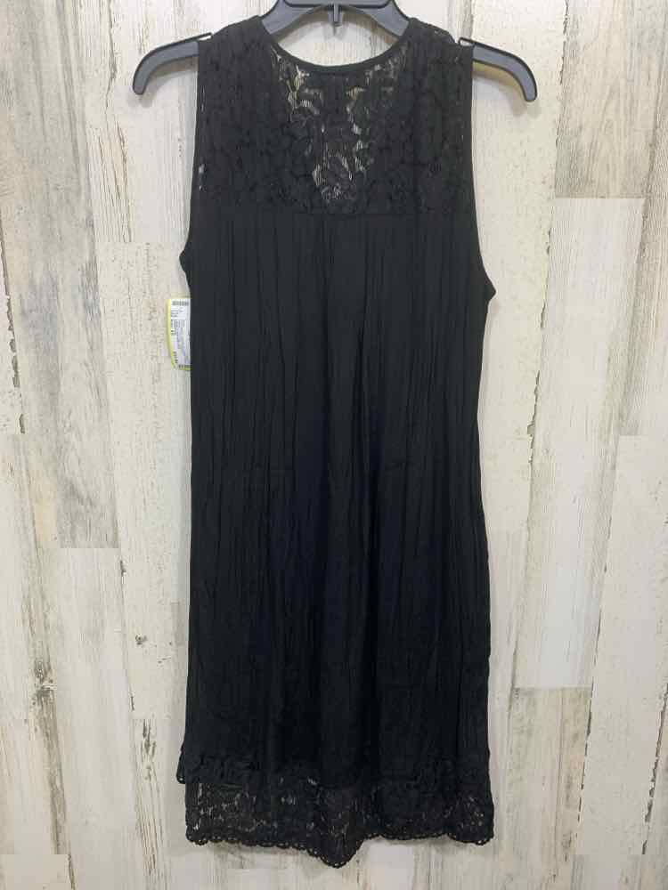 PRE-OWNED KAREN KANE/CRINKLE TEXTURE LACE BODICE/HEM SLEEVELESS BUTTON-DOWN