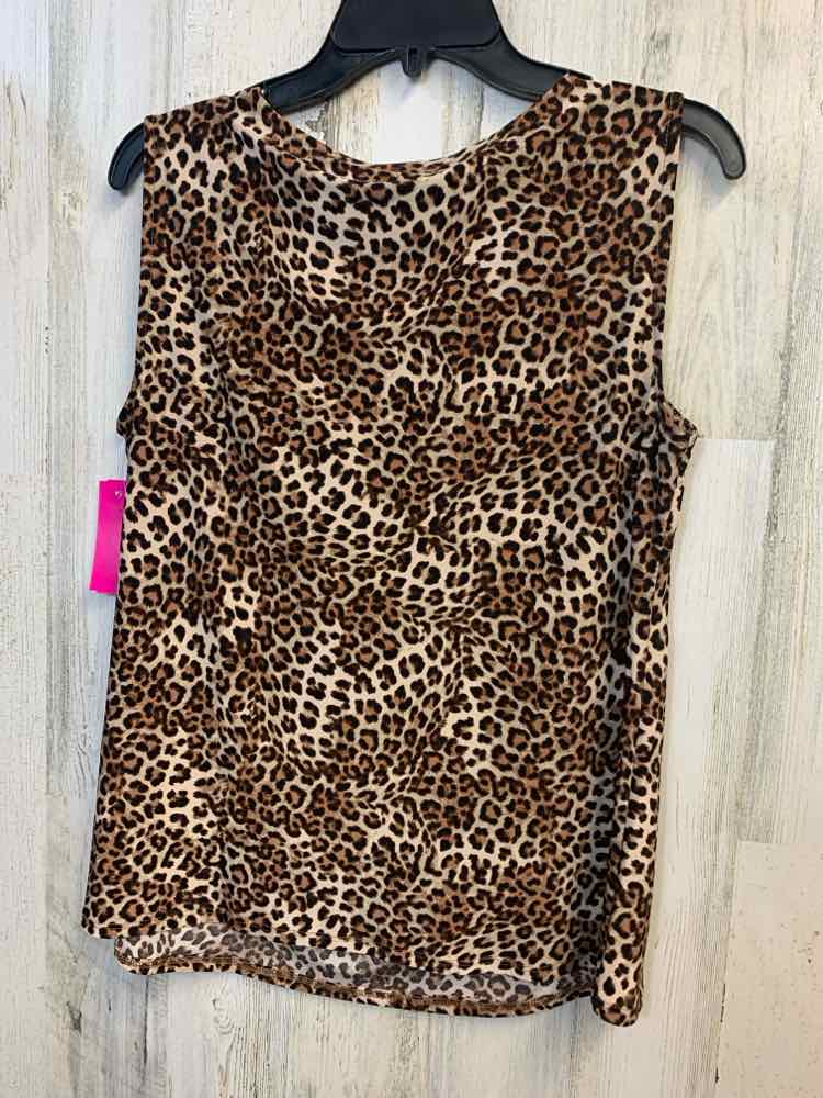 PRE-OWNED ROZ&ALI Tops Size M BLK/BRN CHEETAH PRINT SLEEVELESS TOP