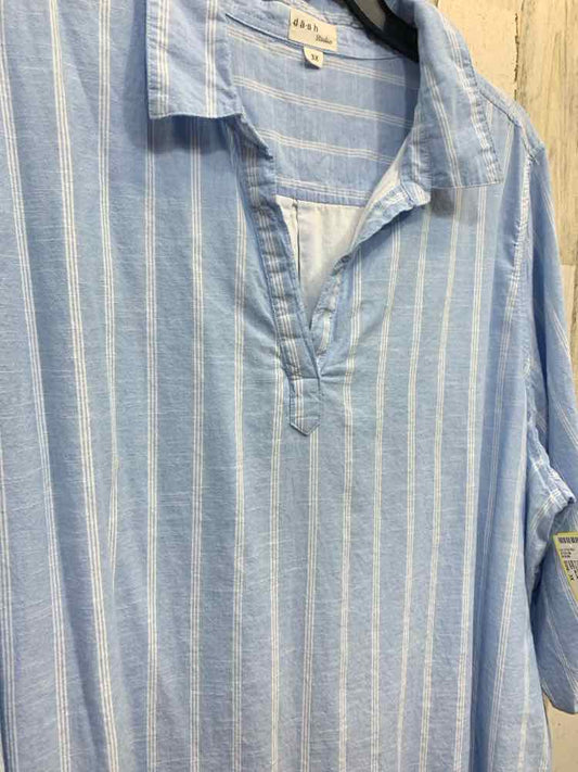 PRE-OWNED DASH Dresses and Skirts Size 3X BABY BLUE/WHITE VERTICAL STRIPES Dress