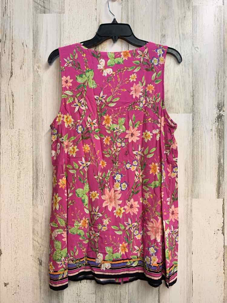 J JILL Tops Size L HT PINK/YELL/ORN Floral SLEEVELESS Shirt