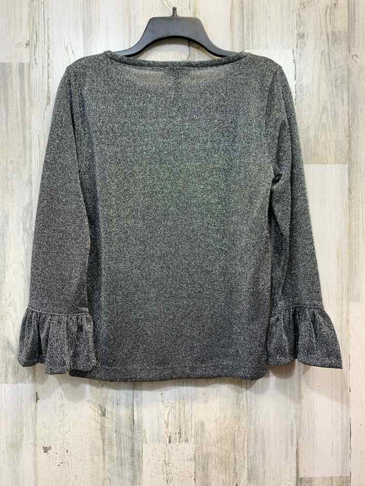 NWT J.CREW Tops Size M BLACK/SILVER SPARKLES BELL SLEEVES TOP/BLACK/SILVER SPARK