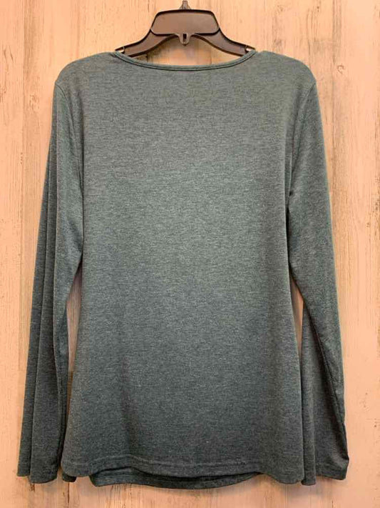 PRE-OWNED Tops Size XL BLUE GREEN Solid LONG SLEEVES TOP/LONG SLEEVE TOP W/ CROS
