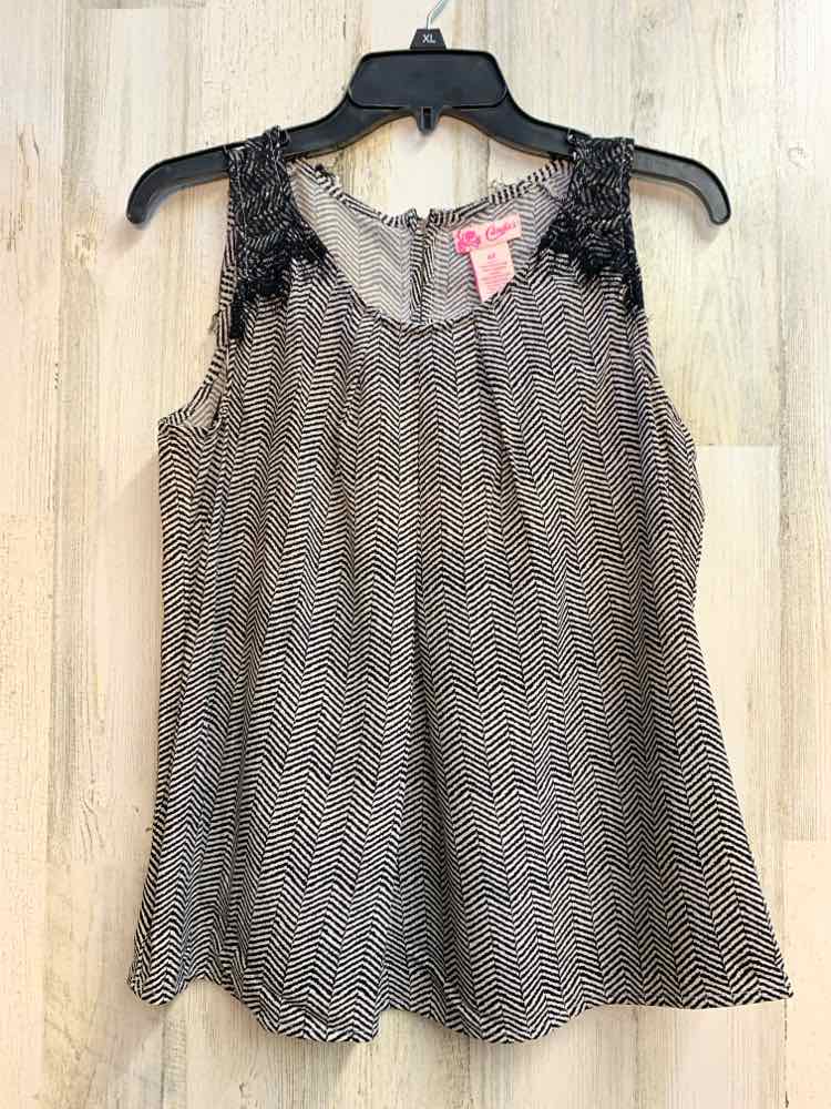 PRE-OWNED CANDIE'S Tops Size M BLK/WHT CHEVRON SLEEVELESS TOP