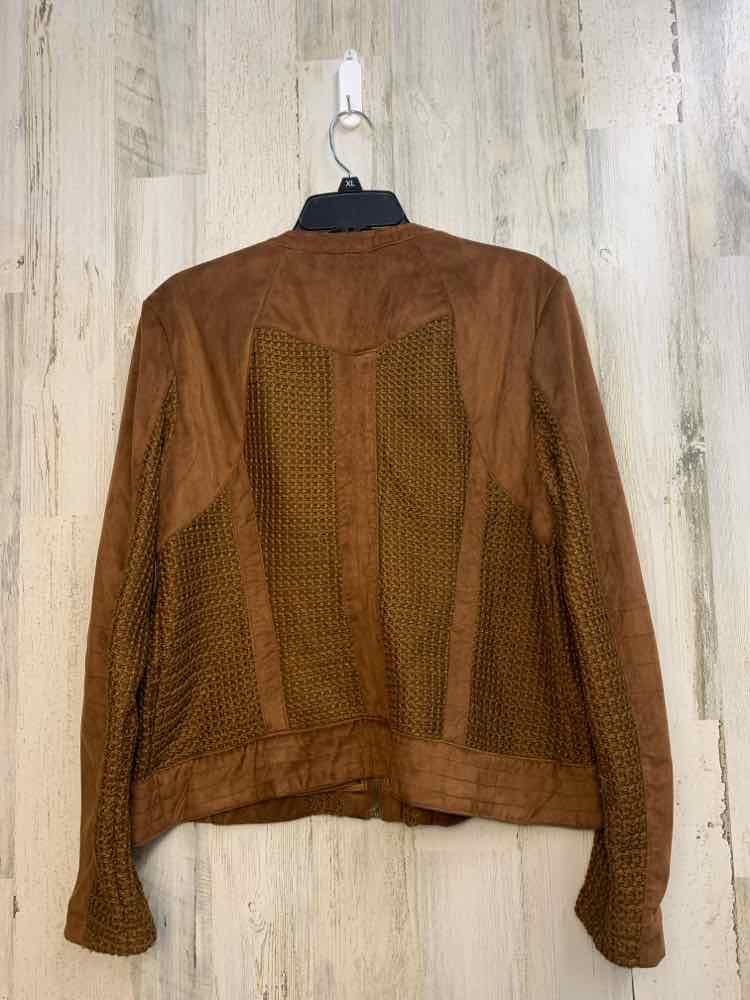 NWT NEW YORK & CO Tops Size XL BROWN FLORAL LONG SLEEVES TOP/SUEDE ZIP UP