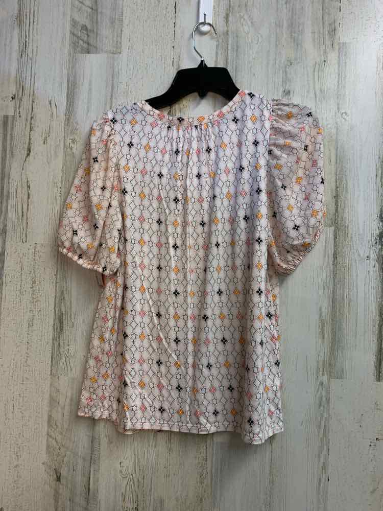 NWT LOFT Tops Size S CRM/BLK/ORNG SHORT SLEEVES TOP/1/2 BUTTONS