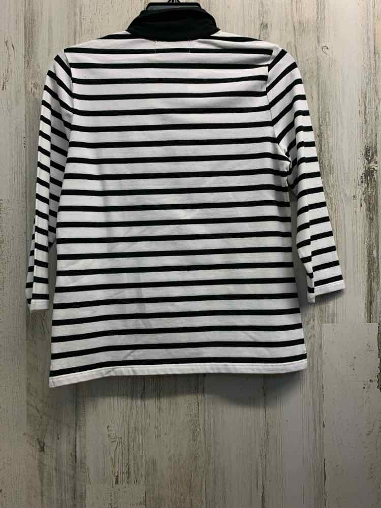 PRE-OWNED Ralph Lauren Tops Size PS BLACK/WHITE STRIPES 3/4 LENGTH TOP/3/4 BLACK