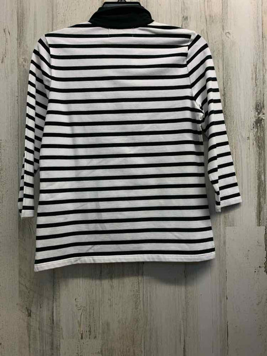 PRE-OWNED Ralph Lauren Tops Size PS BLACK/WHITE STRIPES 3/4 LENGTH TOP/3/4 BLACK