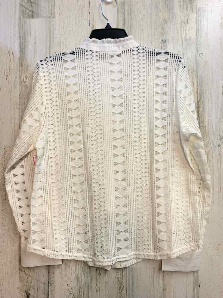 PRE-OWNED CATO Tops WHT DIAMOND LONG SLEEVES TOP