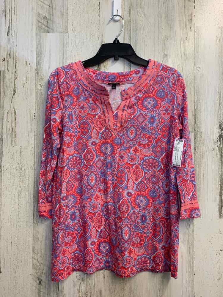 PRE-OWNED TALBOTS Tops Size S PINK/BLUE Paisley LONG SLEEVES TOP/PINK/BLUE PAISL