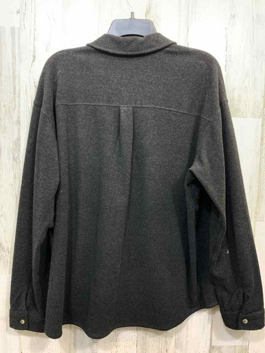 PRE-OWNED MEMBER'S MARK Size L Tops BLACK COZY BUTTON DOWN LONG SLEEVE SHIRT