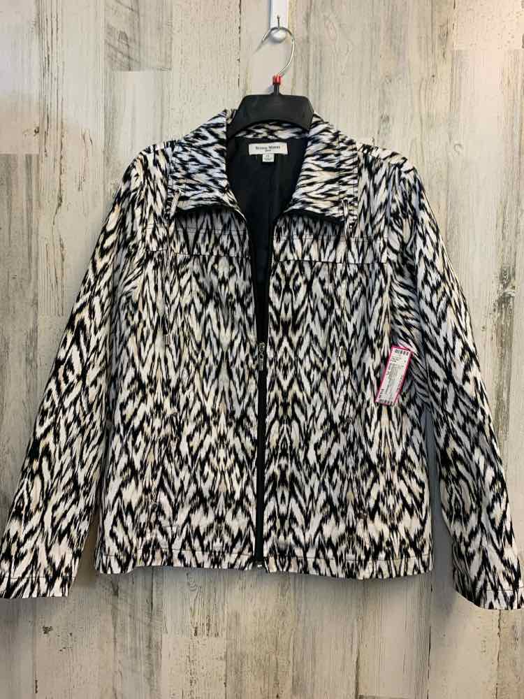 PRE-OWNED STUDIO WORKS JACKETS / COATS Size PL BLK/BEG/WHT ABSTRACT TOP/BLACK/WH