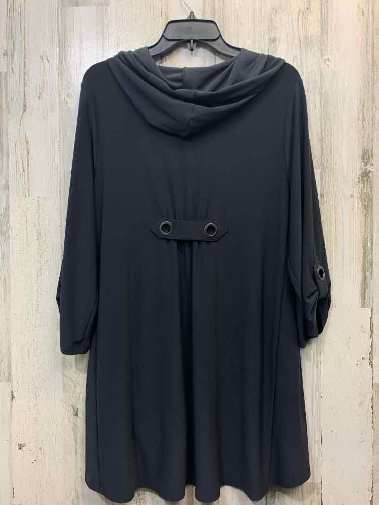 SYMPLI Tops Size 12 CHARCL/GRAY ELASTIC 3/4 LENGTH HOODED GATHERED BACK