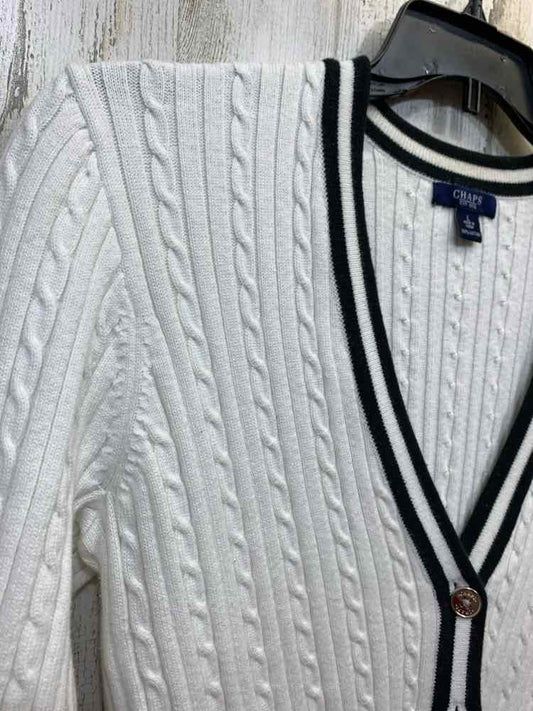 CHAPS Size L White BUTTON DOWN SWEATER