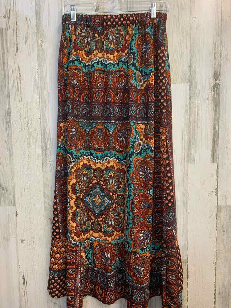EARTHBOUND TRADING CO. Dresses and Skirts Size S WINE/ORG/AQUA/WHT LONG Skirt