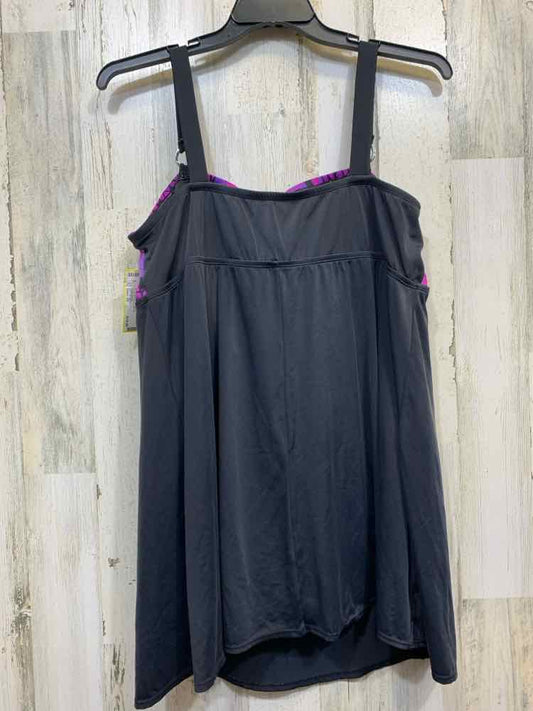 PRE-OWNED JACLYN SMITH Swimwear Size 20 PURPLE/BLACK EMPIRE Swimsuit/SWIM DRESS