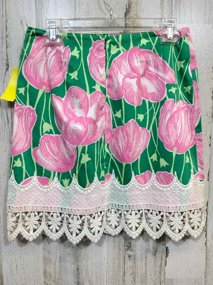 PRE-OWNED LILLY PULITZER 2 BOTTOMS WHT/GRN/PNK Floral/VINTAGE W/LACE TRIM Mini