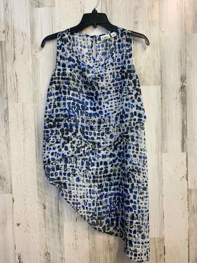 PRE-OWNED CATO Tops Size S BLU/WHT/BLK ABSTRACT SLEEVELESS TOP