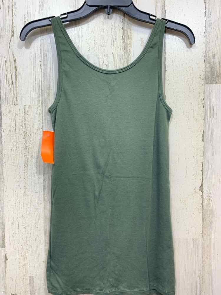 PRE-OWNED MERONA Tops Size L Green Solid Tank Top