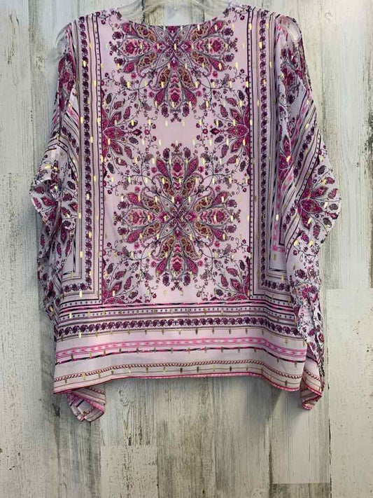 PRE-OWNED ROZ&ALI Tops Size PS PINK/GOLD MEDALION COLD SHOULDERS TOP