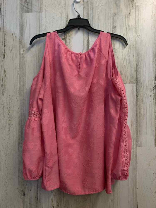 RAFAELLA Tops Size XL BUBBLEGUM PINK Floral COLD SHOULDERS TOP