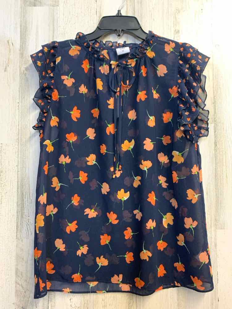 PRE-OWNED CABI Tops Size XS Navy Floral SHORT SLEEVES TOP