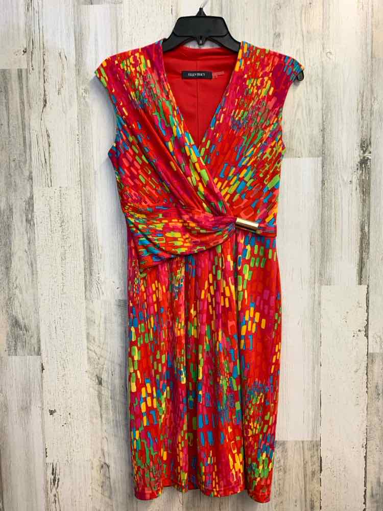 ELLEN TRACY Dresses and Skirts Size 4 RED/MULTI-COLOR BLOCKS SLEEVELESS Dress