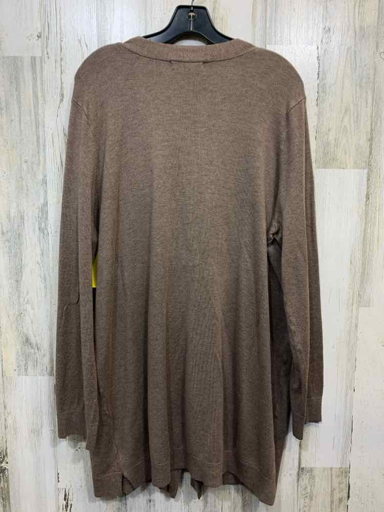 PRE-OWNED ELLOS Tops Size L Brown Solid BUTTON UP Sweater/BROWN BUTTON UP SWEATE