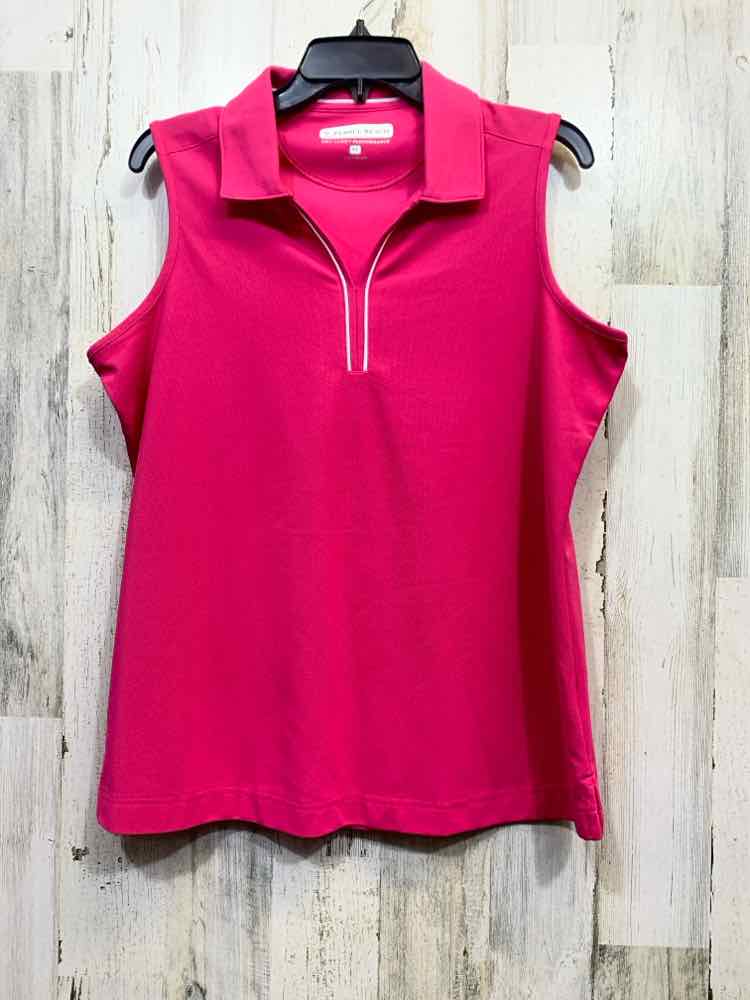 PRE-OWNED PEBBLE BEACH Tops Size XL HOT PINK Solid GOLF SHIRT Blouse/HOT PINK CO