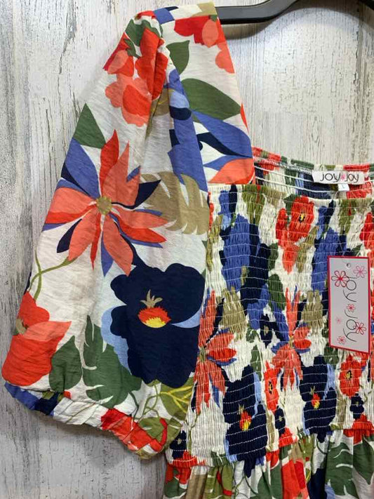 NWT JOY JOY Tops Size L CREAM/GREEN/PEACH/RED/BLUE/OLIVE Floral Blouse/FLORAL 3/