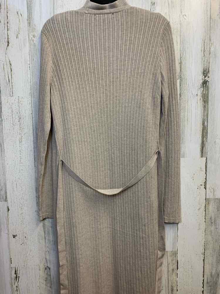 PRE-OWNED JOSEPH A Tops Size XL Beige RIBBED 2PC Cardigan/2 PIECE SET (SLEEVELES