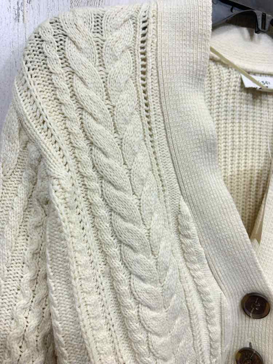NWT ON 34TH Size XXS Tops Cream CABLE KNIT LONG SLEEVE/CROP BUTTON UP CARDIGAN