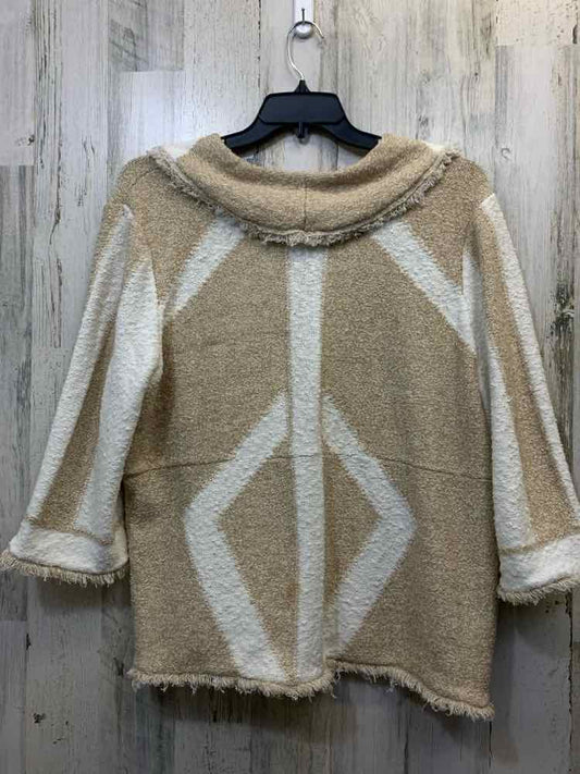 CHICOS Tops Size 4 BEG/WHT DIAMOND SWEATER Sweater