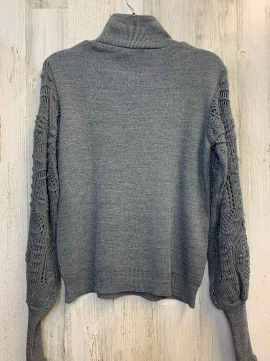 PRE-OWNED AQE FASHION Tops Size S Gray Solid SWEATER Sweater/GRAY SWEATER W/ CRO