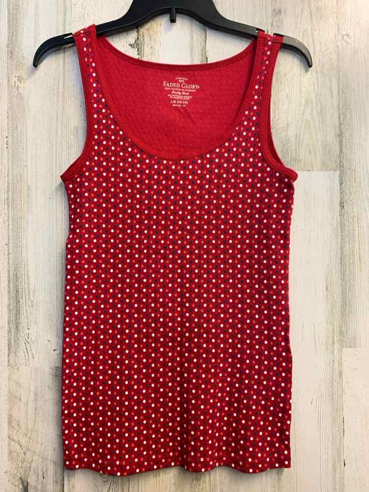 FADED GLORY Tops Size L RED/WHT/BLU SPOTS TANK TOP TOP
