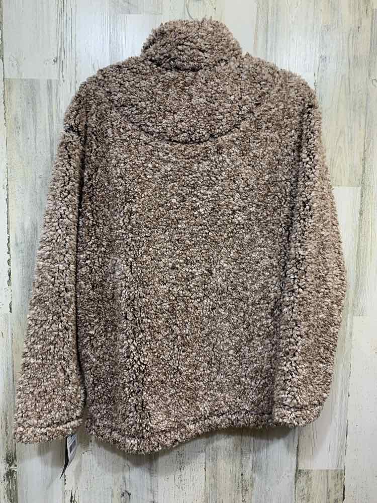 NWT COFFEE SHOP JACKETS / COATS Size L BROWN/WHT Fleece JACKET Jacket/BROW