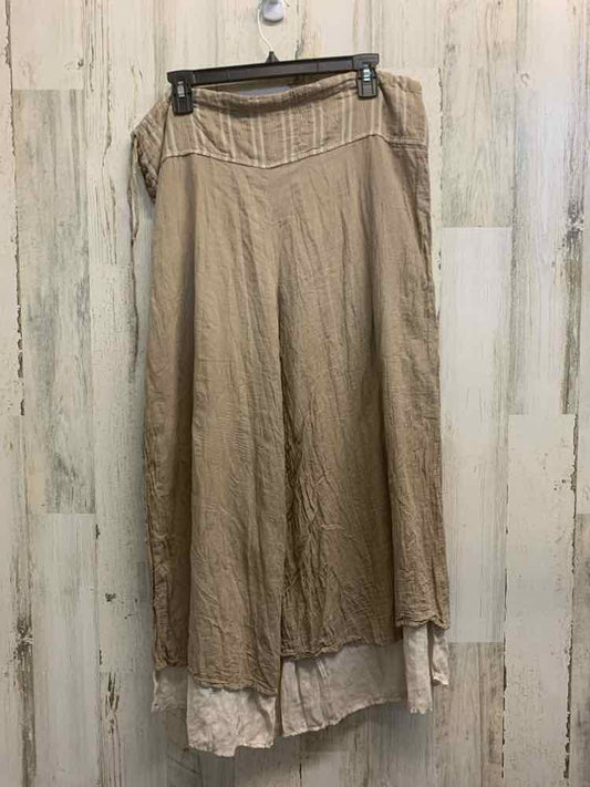 PRE-OWNED Size S/M BOTTOMS TAN/WHITE/BLACK WIDE LEG Pants/TAN WIDE LEG GAUCHO PA