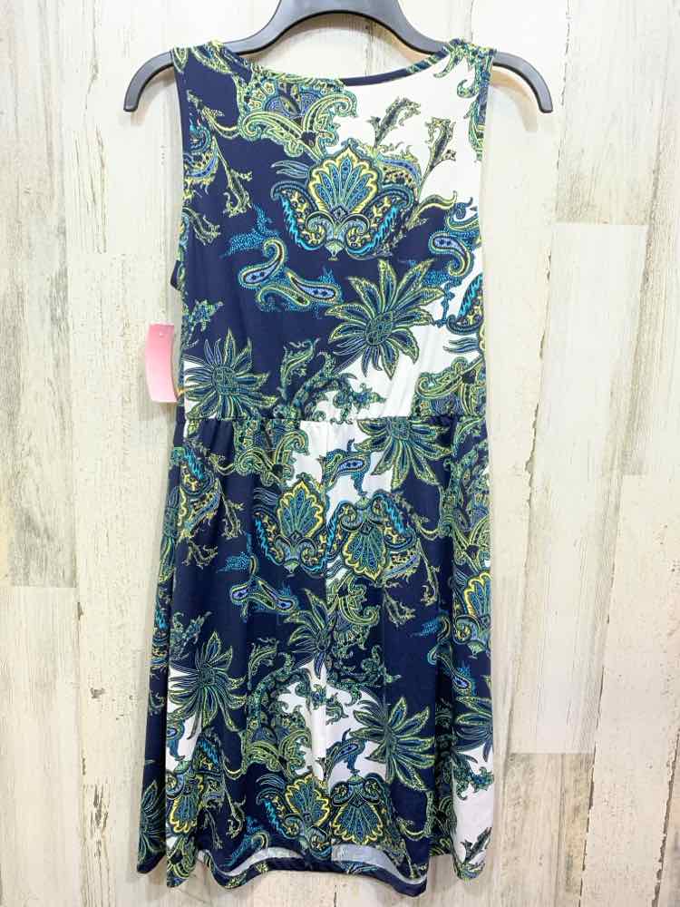 PRE-OWNED NEW DIRECTIONS Dresses and Skirts Size M WHITE/NAVY/YELLOW/TEAL Dress/
