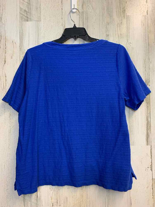 PRE-OWNED TALBOTS Tops Size XL Blue TOP/U- SHAPED COLLAR W/ 3 SILVER BUTTONS ON