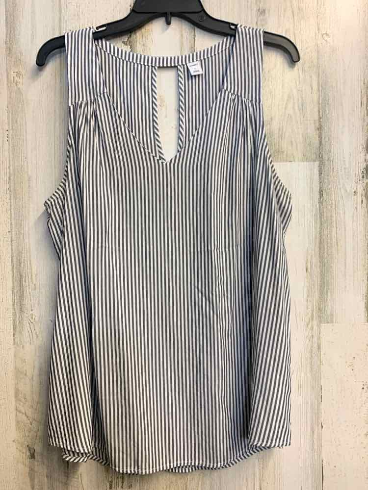 PRE-OWNED OLD NAVY Tops Size M GRAY/WHT Stripe SLEEVELESS TOP