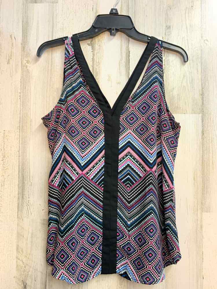 PRE-OWNED CANDIE'S Tops Size M BLK/MULTI-COLOR TRIBAL SLEEVELESS TOP