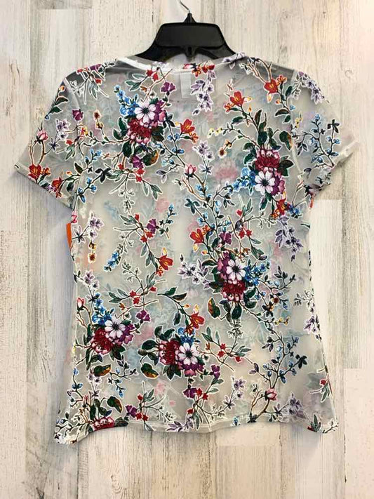 A NEW DAY Tops Size S WHT/RED/ORG/YEL/GRN/BLU/PURP SHEER Floral TOP
