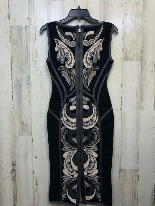 PRE-OWNED HERVE LEGER Dresses and Skirts Size M Black Floral SLEEVELESS Dress