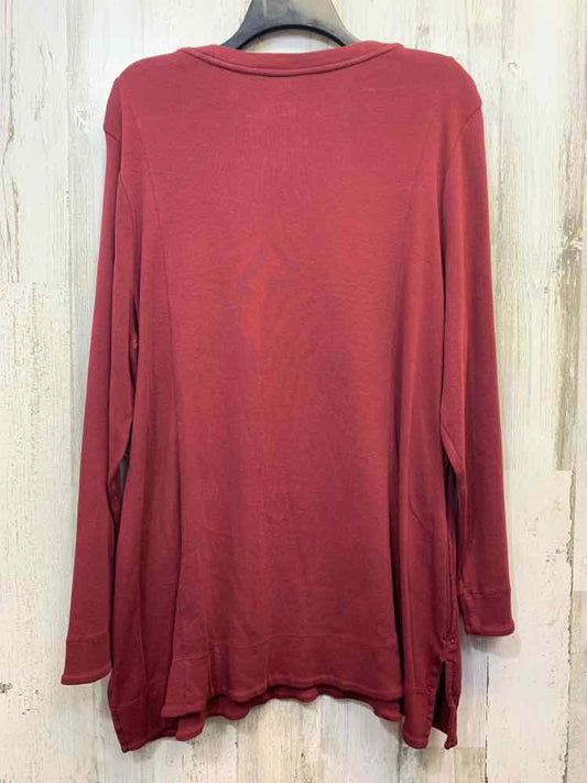 PRE-OWNED CHICOS Tops Size 3 BURGANDY Solid LONG SLEEVES TOP/LONG SLEEVE BURGUND