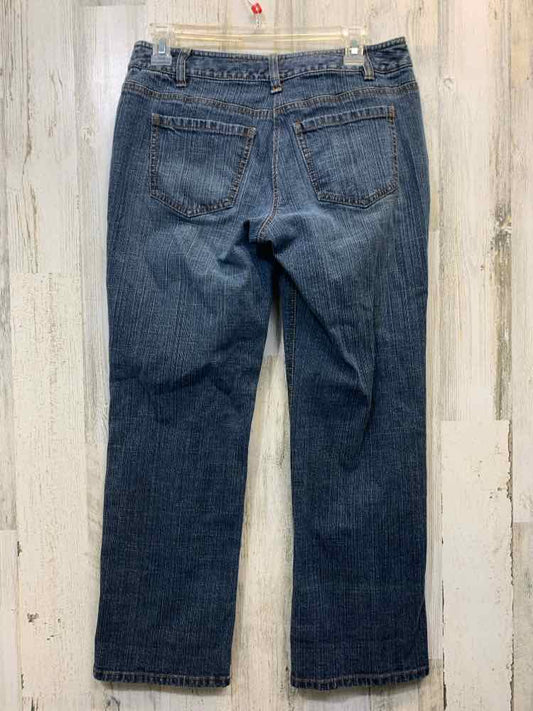 Size 8P LOFT BOTTOMS DARK BLUE Denim STRAIGHT Jeans