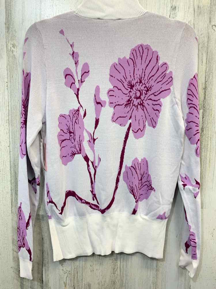 INC Tops Size M WHT/ORCHID FLOWERS SWEATER Sweater